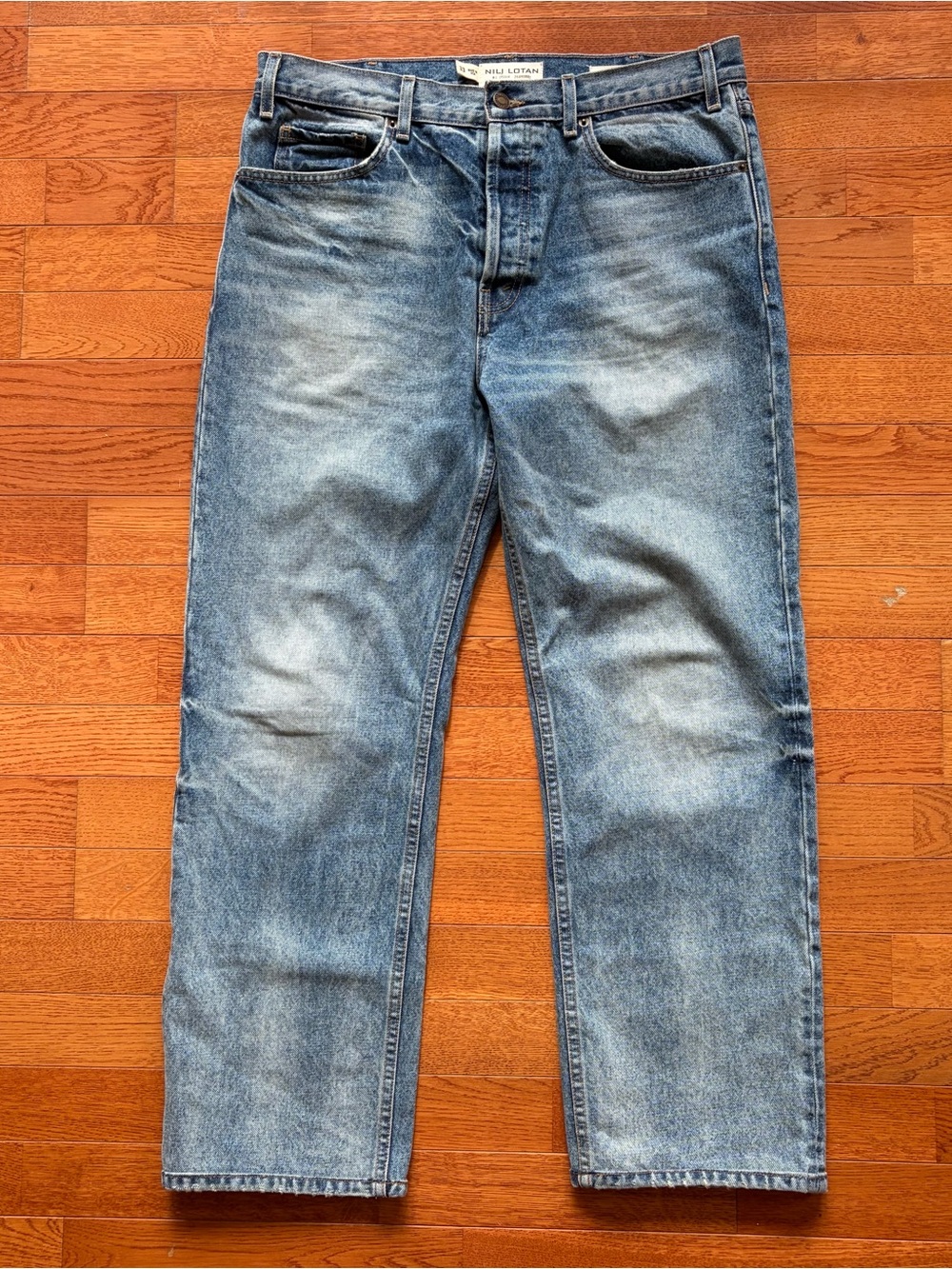 Nili Lotan Billie Straight Leg Summer Wash Button Fly Jeans
